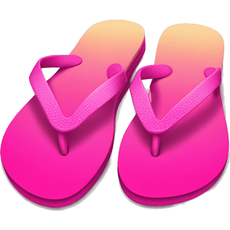 Realistic hot pink gradient pair of summer flip flops isolated. emoji