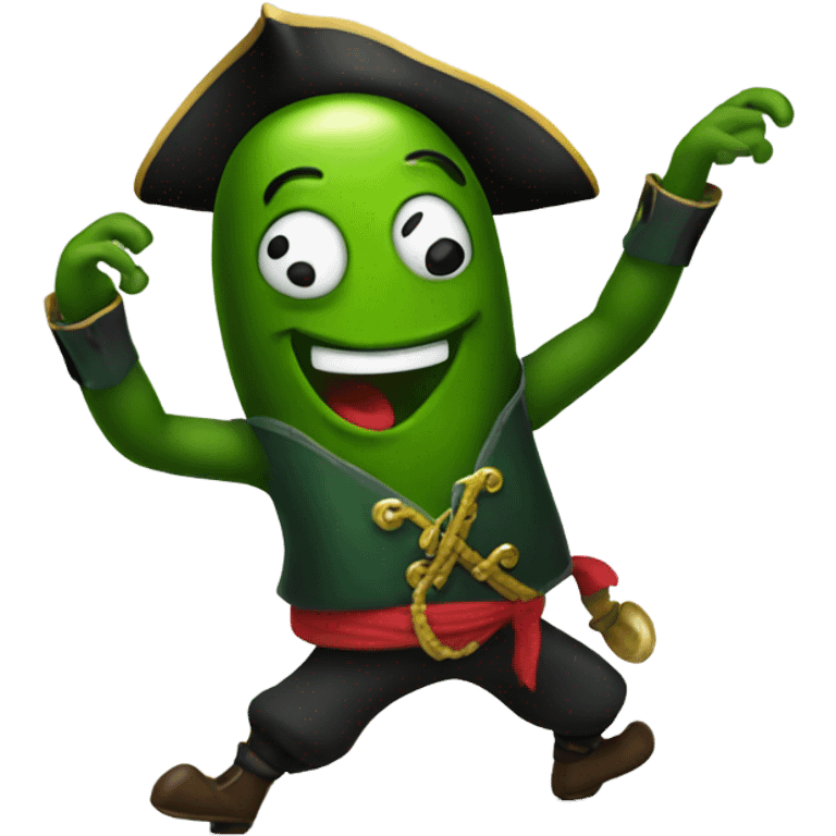 A dancing pirate pickle emoji