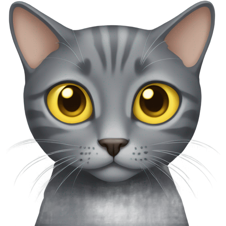 Grey cat shorthair yellow eyes emoji