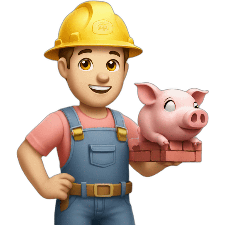 little pig builder holding brick in his hand emoji