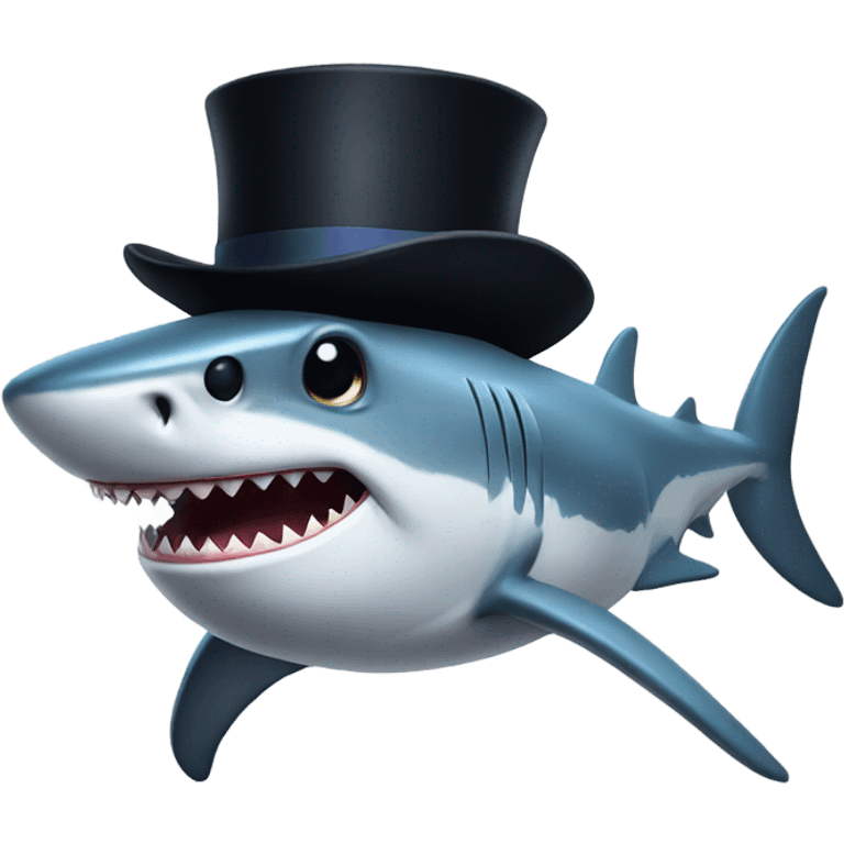 Shark with a top hat emoji