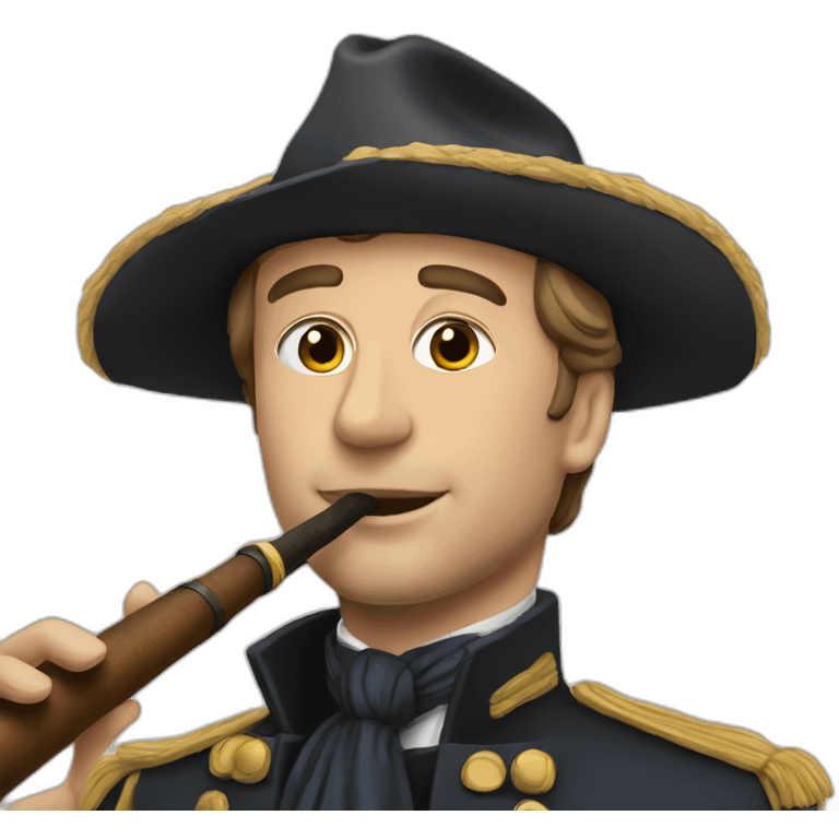 Macron playing reed pipe emoji