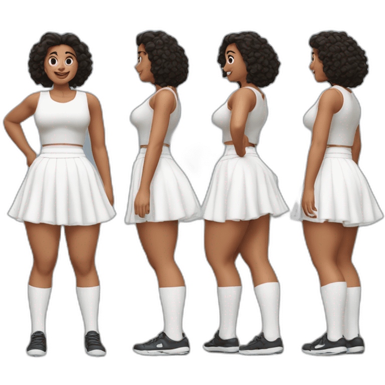 full-body-caucasian-curvy-beauty-jumping-short-black-skirt-back-and-front-views-strong-wind-white-knickers-long-white-socks emoji