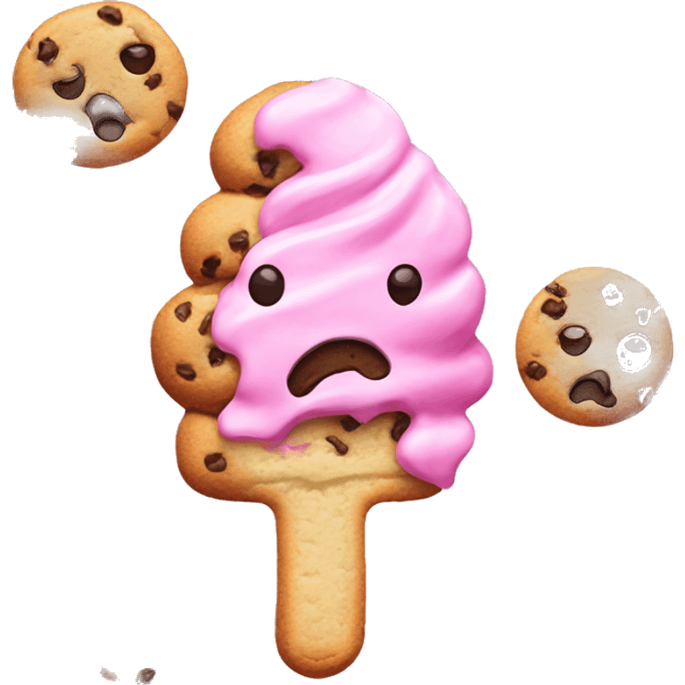 Cookie with pink icecream and cookie dough  emoji