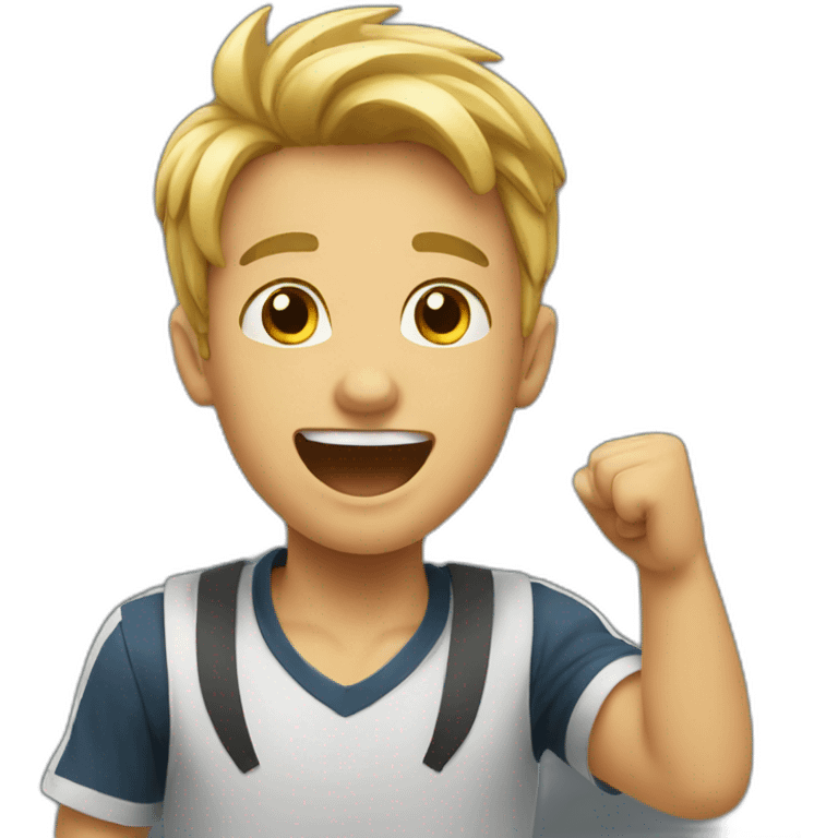 a young man cheering emoji