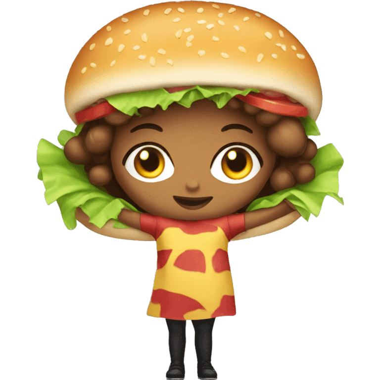 girl being in a hamburger costume emoji