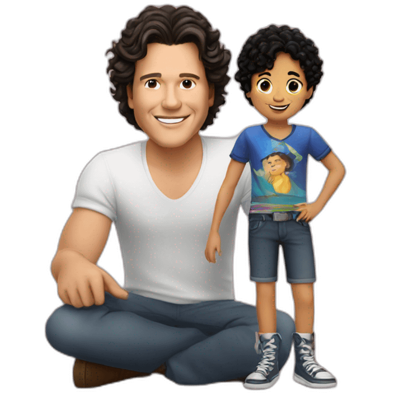 Carlos vives with a young boy colombian short black hair emoji