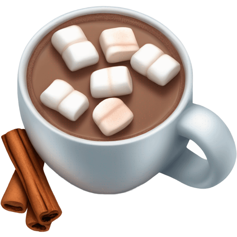 cup of hot chocolate with marshmallows and cinnamon emoji