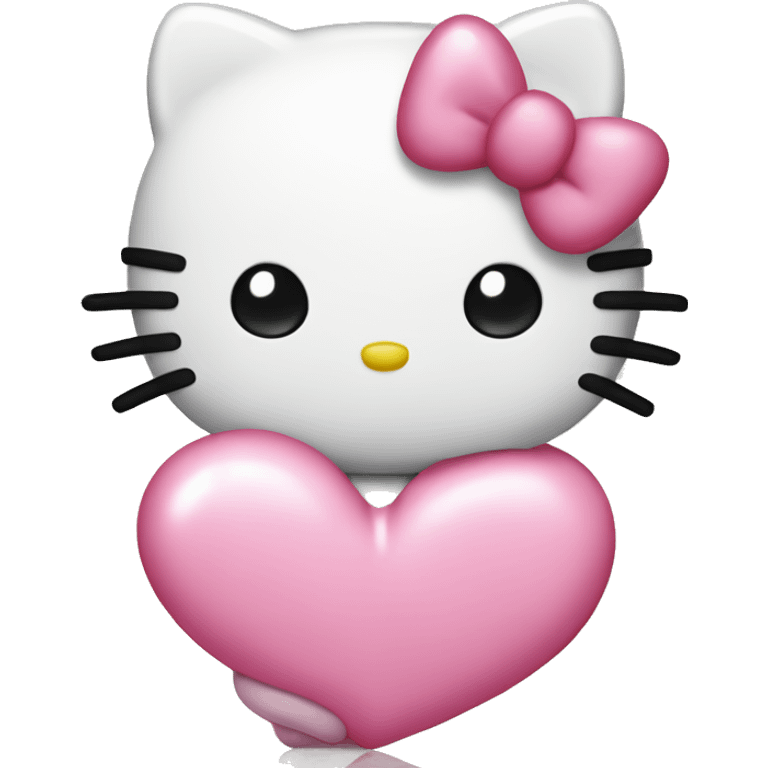 hello kitty with pink heart emoji