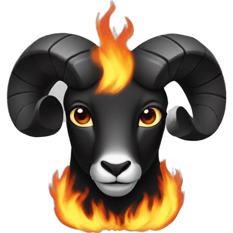 black Ram with fire horns  emoji