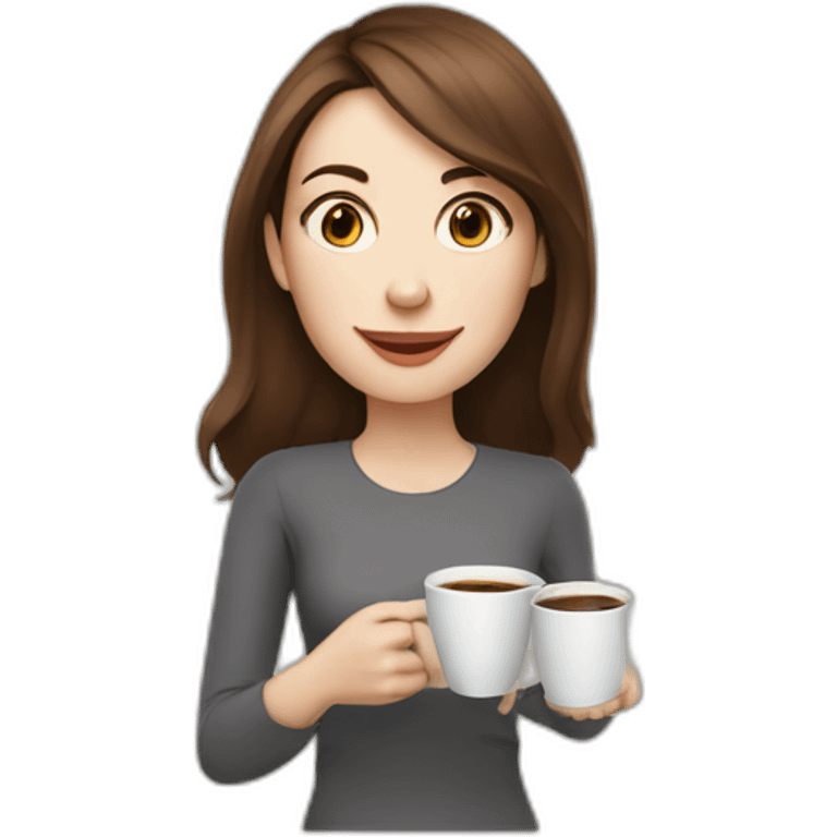 woman with brown hair and pale skin juggling coffee cups and mini laptops emoji