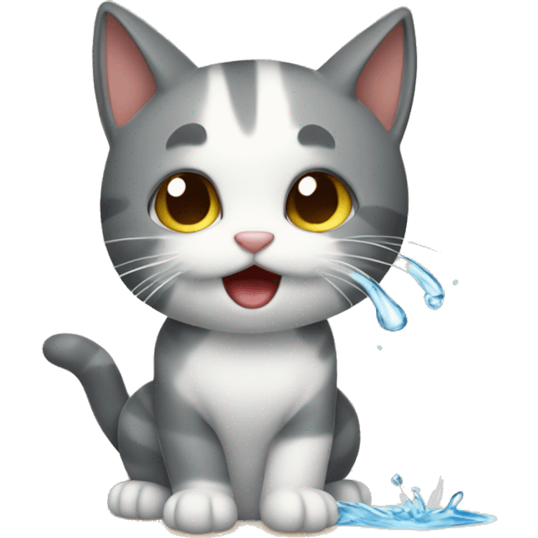 GATO TOMANDO AGUA emoji