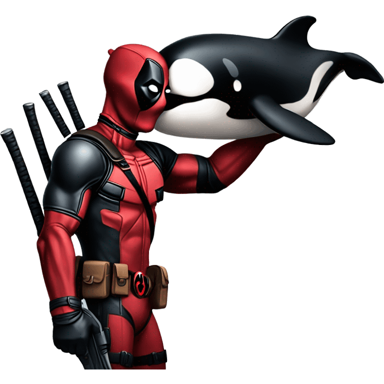 Deadpool holding an orca emoji