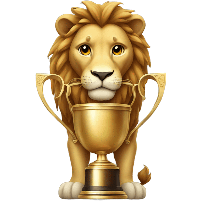 Lion holding a trophy emoji