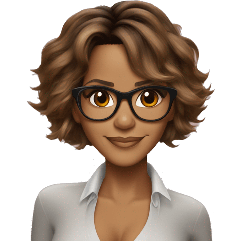 Halle Berry COM ÓCULOS E MECHAS VERMELHAS emoji