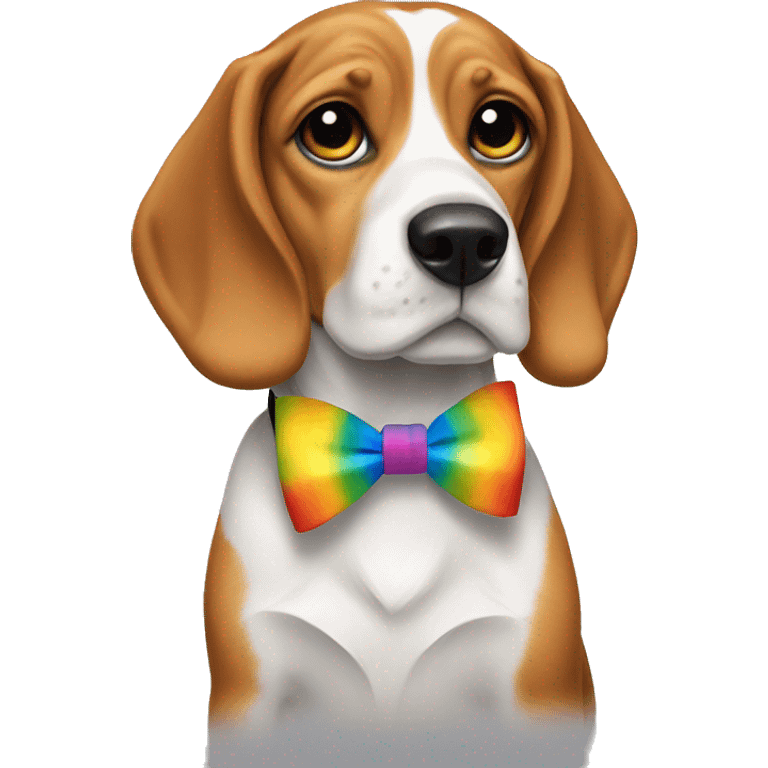 Beagle with rainbow bow tie emoji