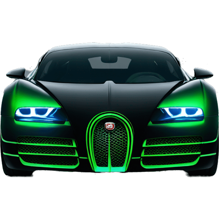 Green neon colored light under a black Bugatti  emoji