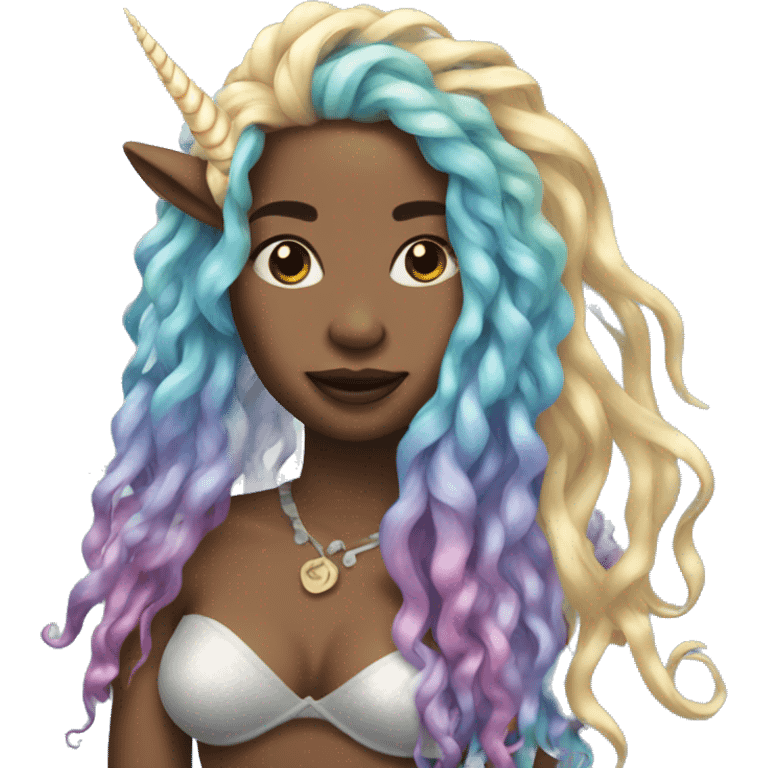 Unicorn mermaid with locs emoji