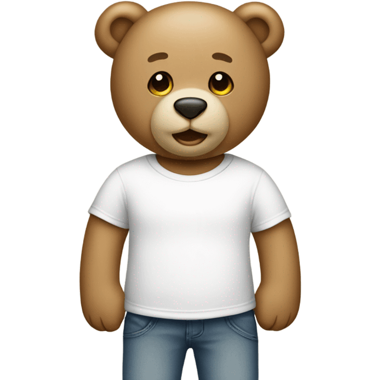 Beige teddy bear wearing a white t shirt  emoji