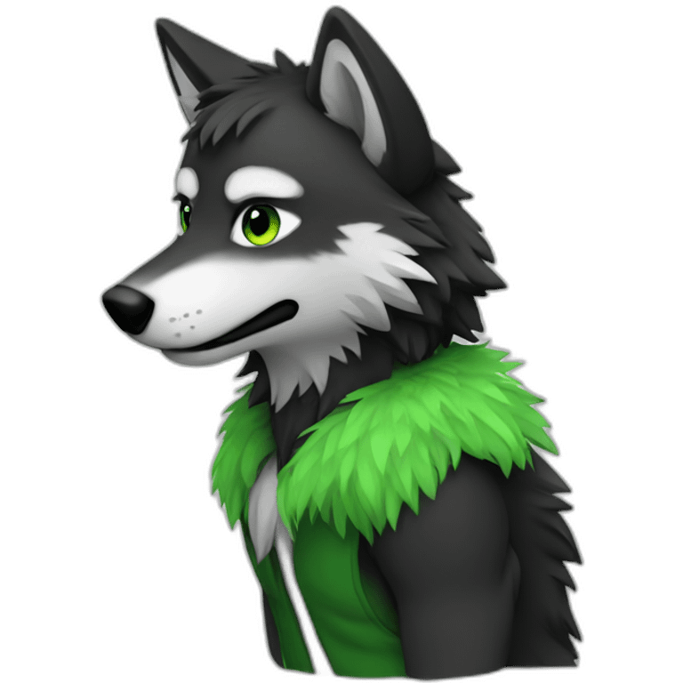 furry wolf black and green emoji