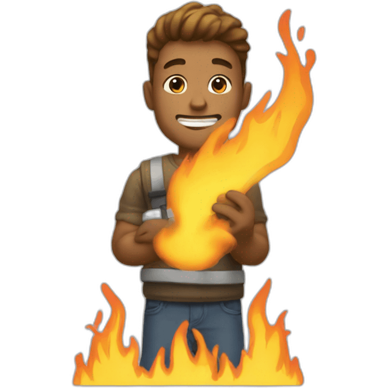 a guy making huge fire emoji