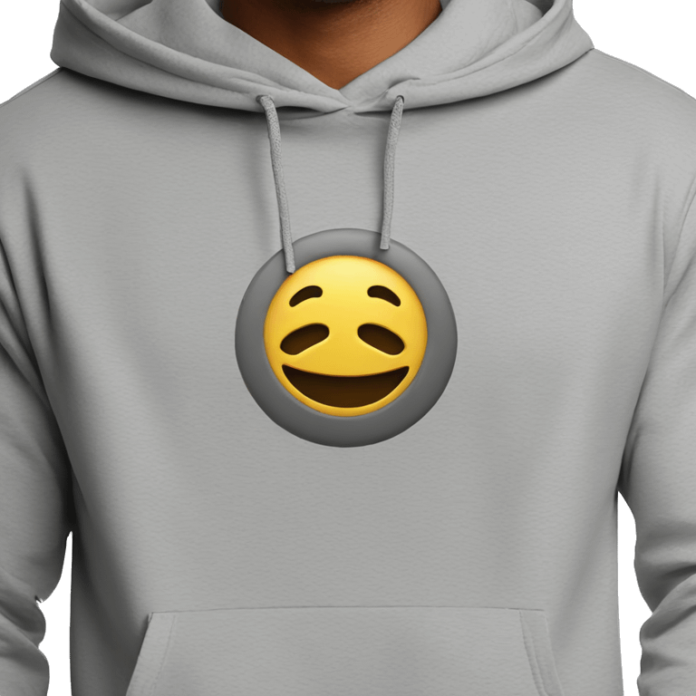 grey color pullover front hoodie by itself emoji