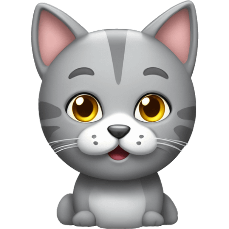 Gato gris tierno con globo  emoji