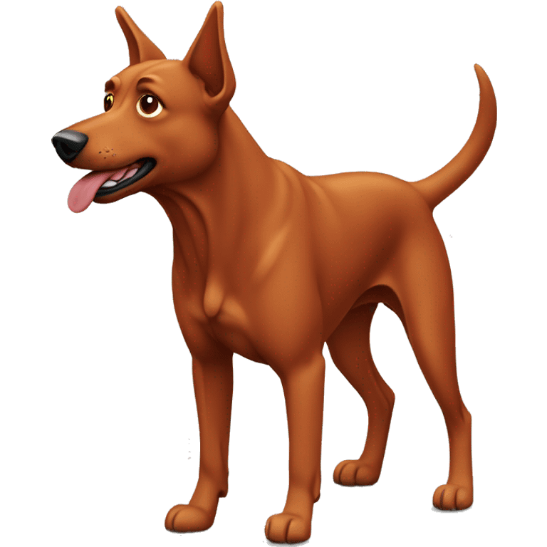 solid red dog with pointed ears running emoji