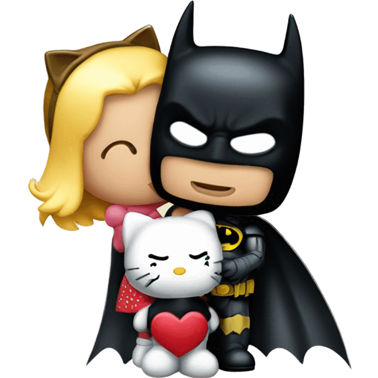 batman and hello kitty kissing  emoji