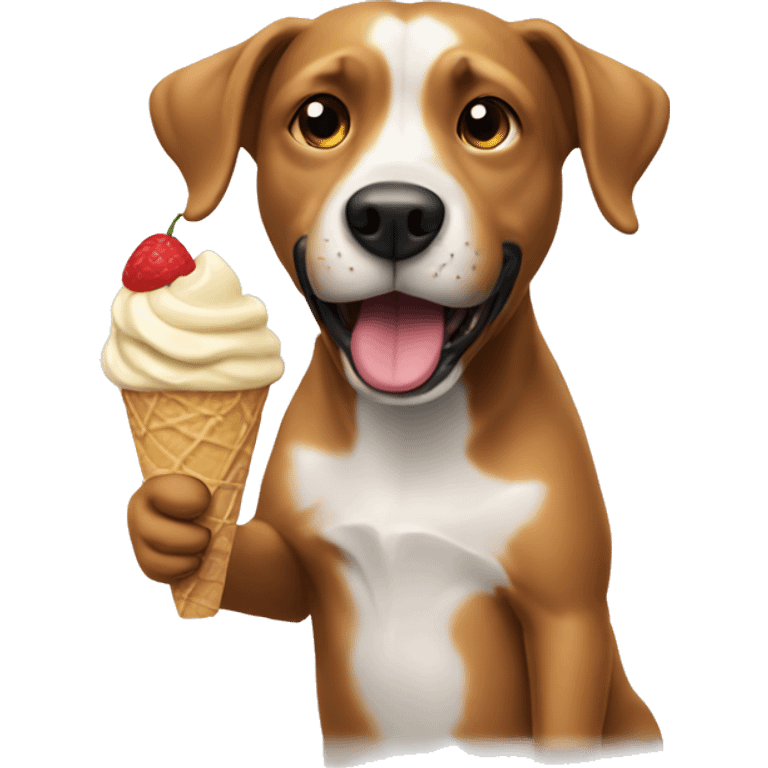 Dog eating ice cream emoji