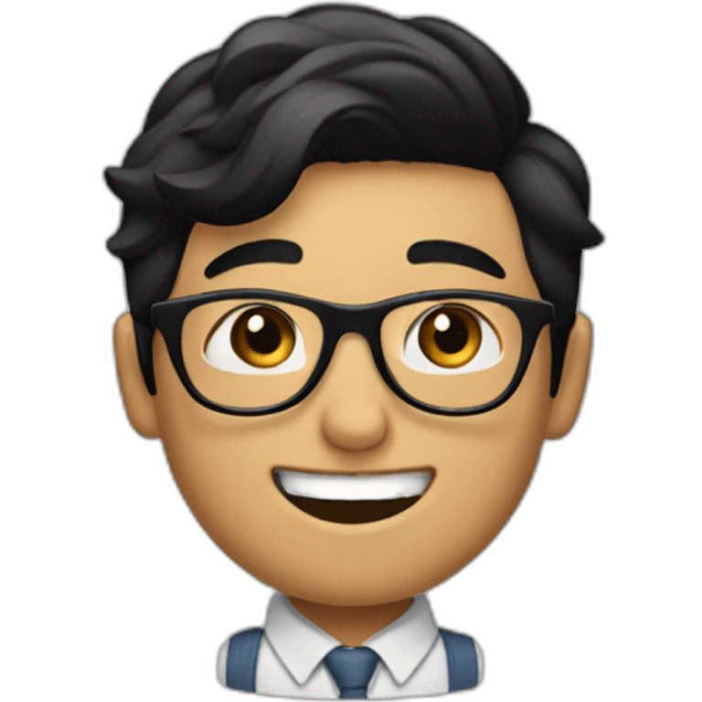 Barber boy with glasses and black hair emoji