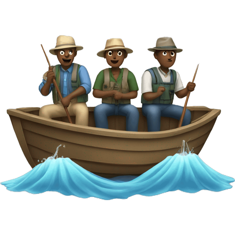 Three men fishing from a boat emoji