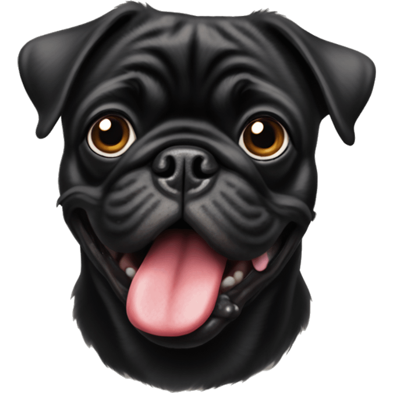 Black pug with tongue out emoji