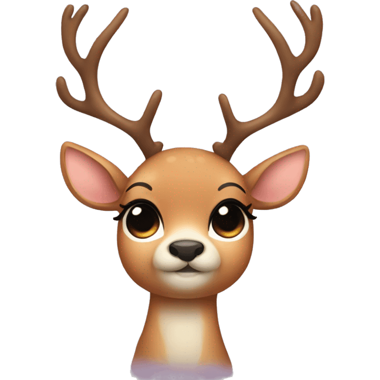 Cute deer with a bow and eyelashes emoji