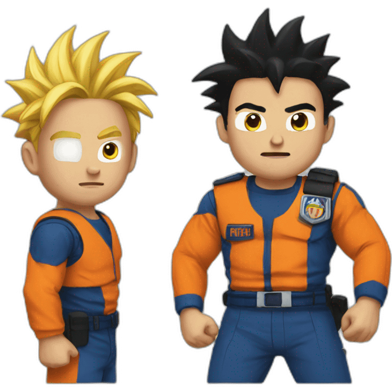 A person getting arrested by Goku emoji