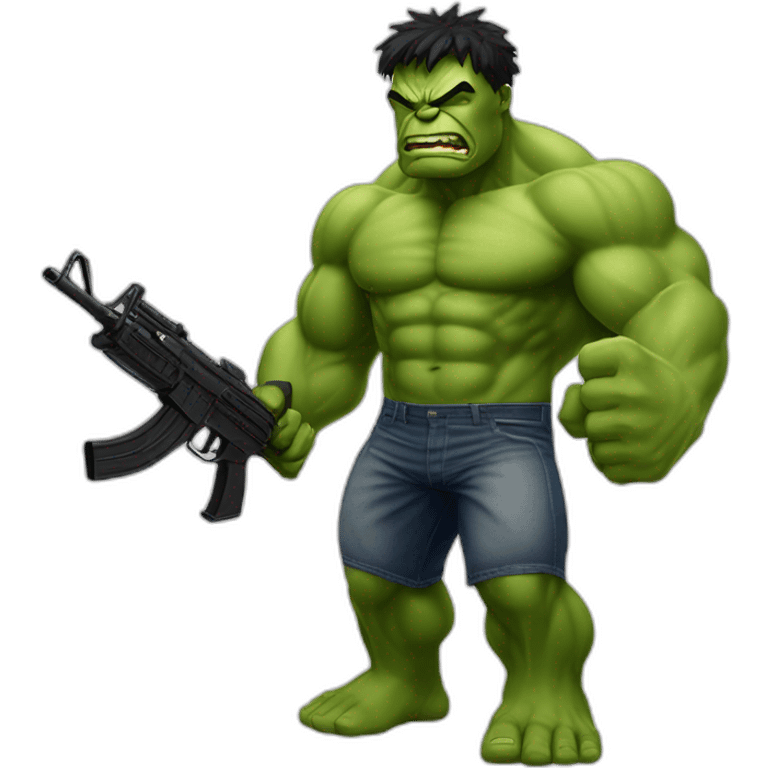 Hulk mélange avec une AK-47 emoji