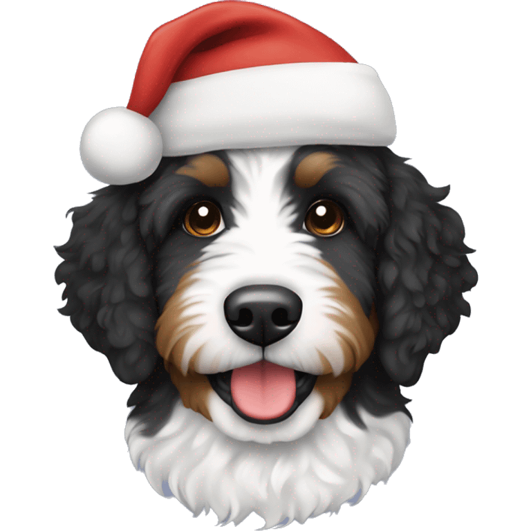 Bernedoodle with Santa hat emoji