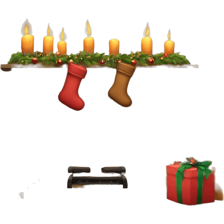 Christmas fireplace with gifts emoji