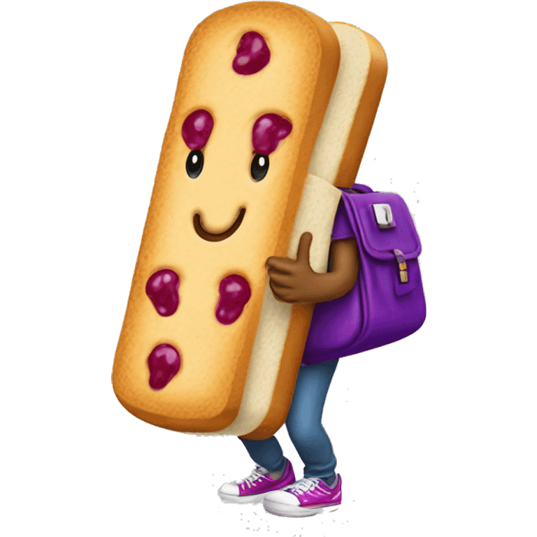 I giant walking peanut butter and jelly sandwich wearing a gold chain with a bag of money. emoji