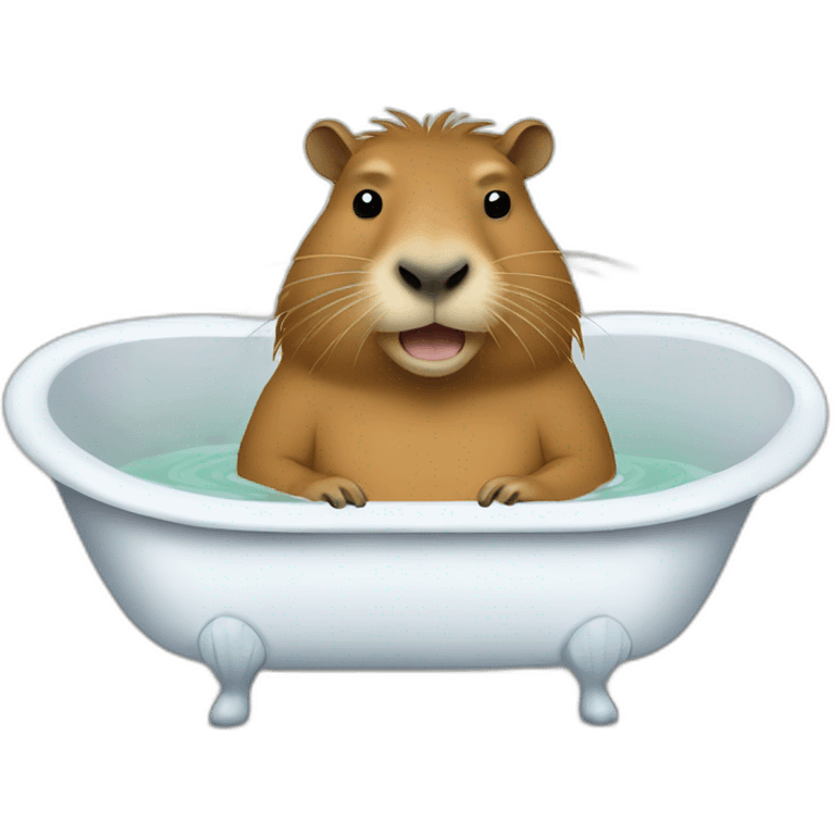 Capybara in a bathtub, holding a Macbook in his paws emoji