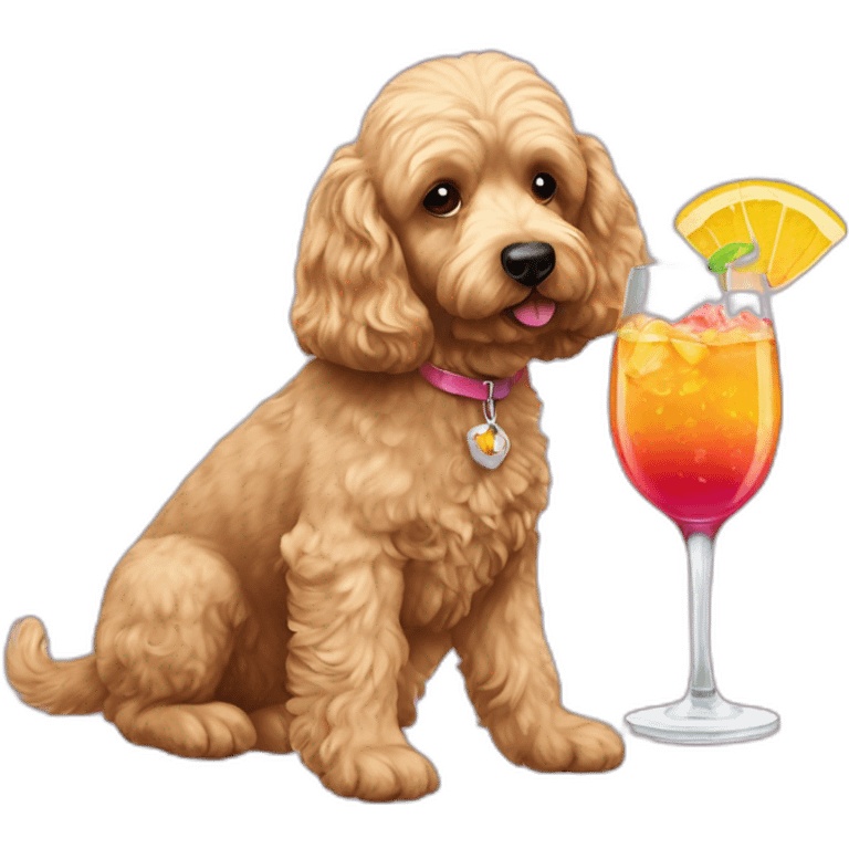 Cockerpoo drinking cocktail emoji