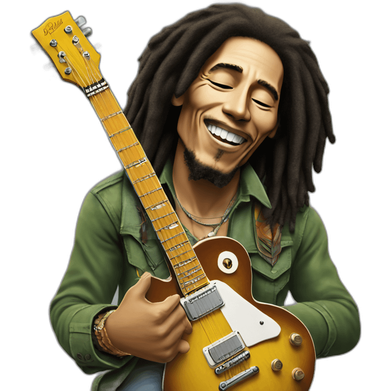 Bob Marley with his guitar Gibson Les Paul standard emoji