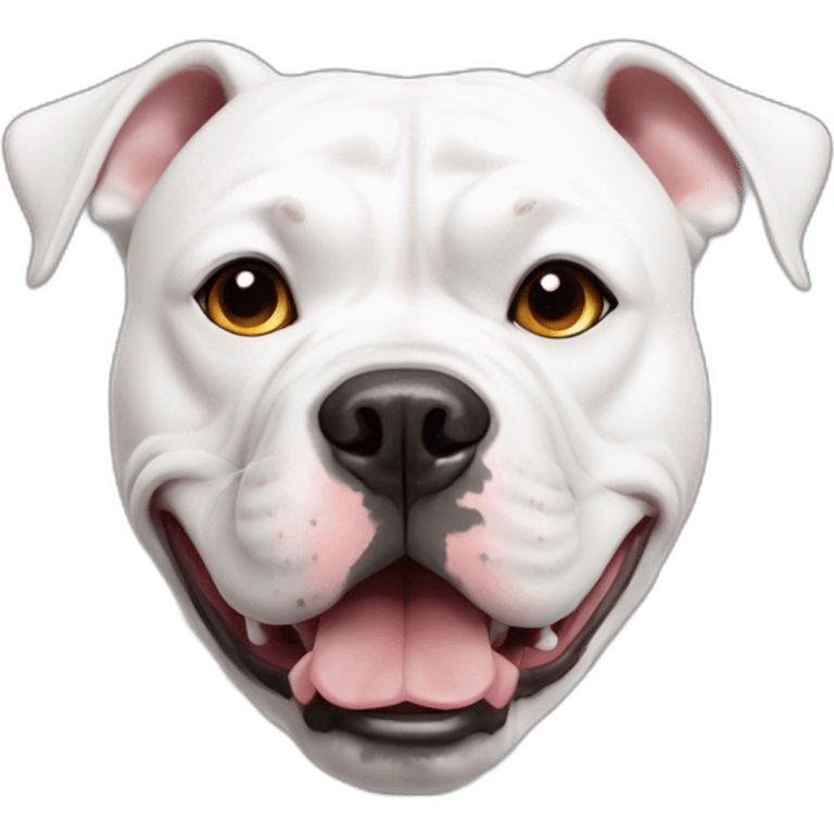 all white american bulldog dog with cropped ears emoji