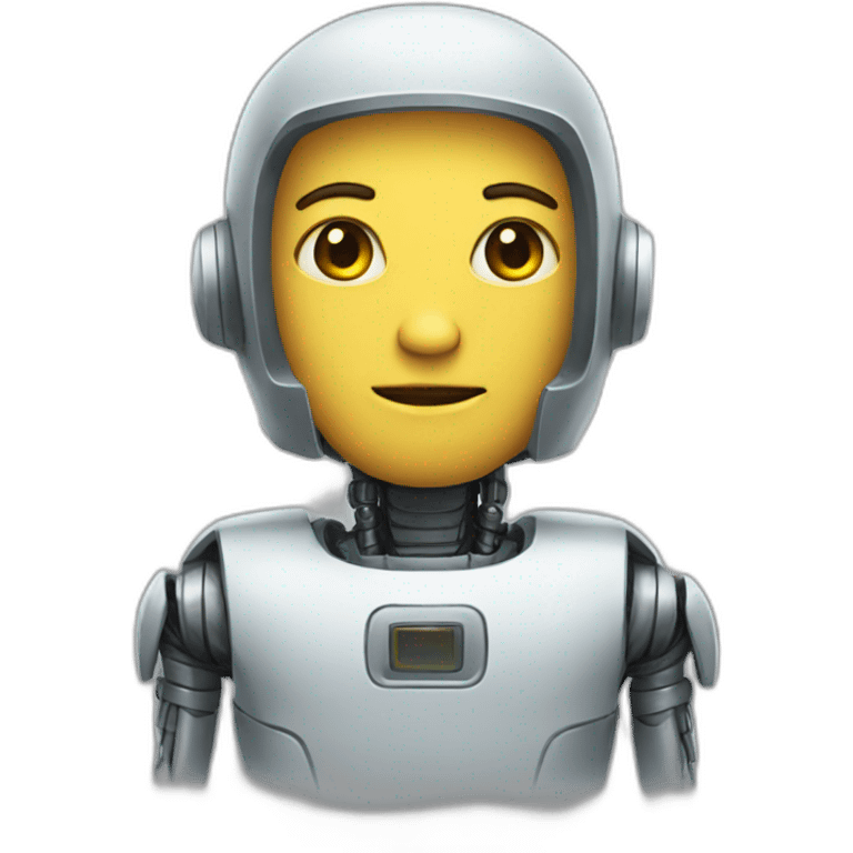 An emoji of half human half robot person emoji