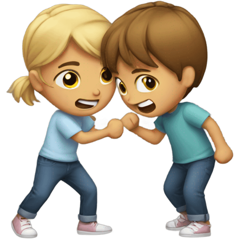 Two children having a fight  emoji