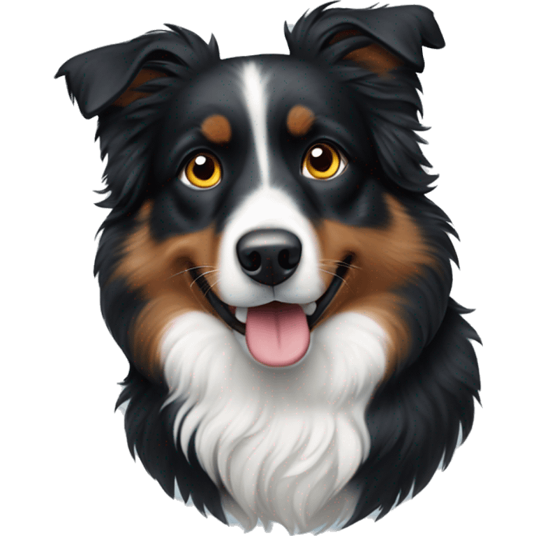 Small black australian shepherd dog winter background  emoji