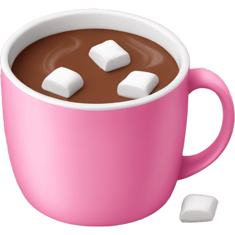 Hot chocolate in a pink mug with marshmallows  emoji