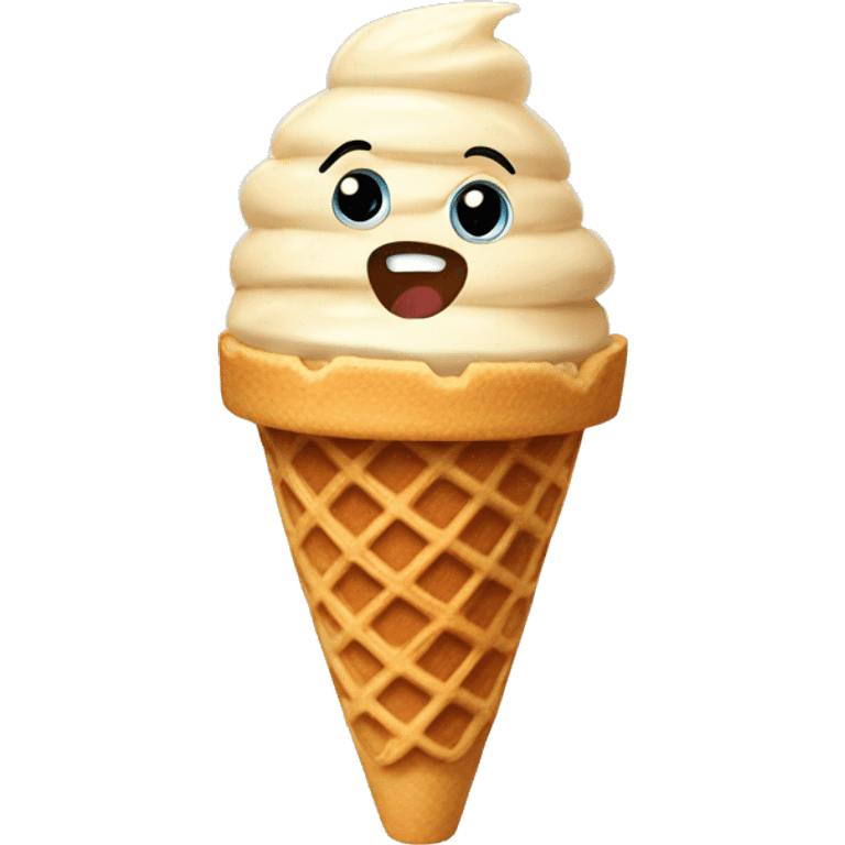 coffee ice cream in a waffle cone emoji