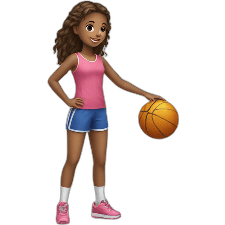 a young girl with a ball in full growth emoji