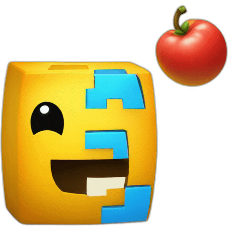 pac man eats a block with the text MARGIN on it emoji